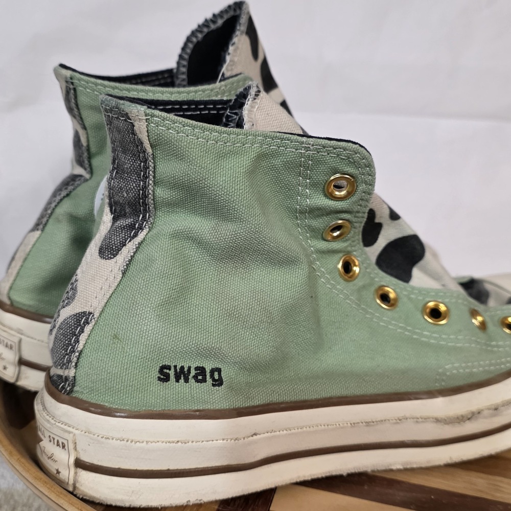 Converse Chuck Taylor All Star High Custom Green Cow 6 Mens Women's 8 No Laces - Picture 4 of 16